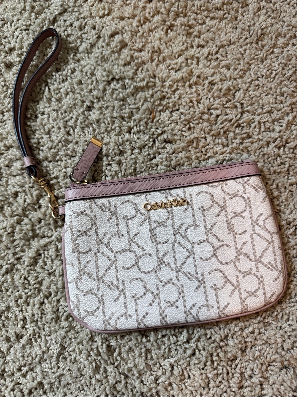 Calvin Klein Wristlet Clutch with Gold Hardware